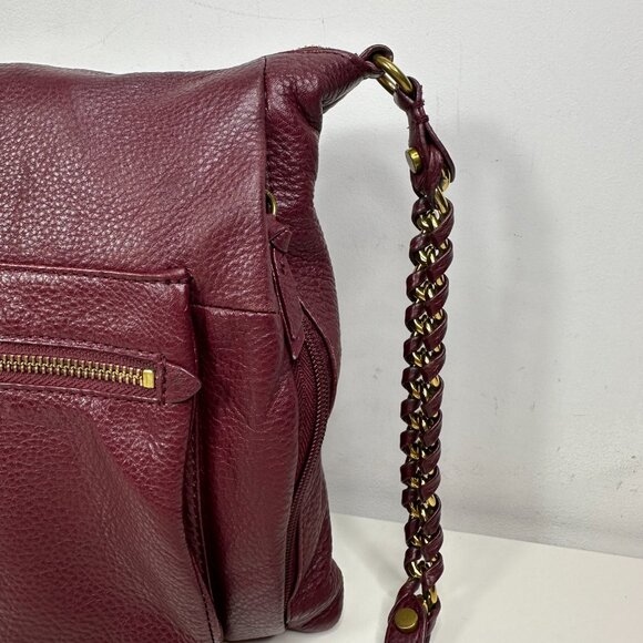 Elliott Lucca Gwen Crossbody Bag Pebbled Leather Burgundy Cabernet Purse - Picture 5 of 15